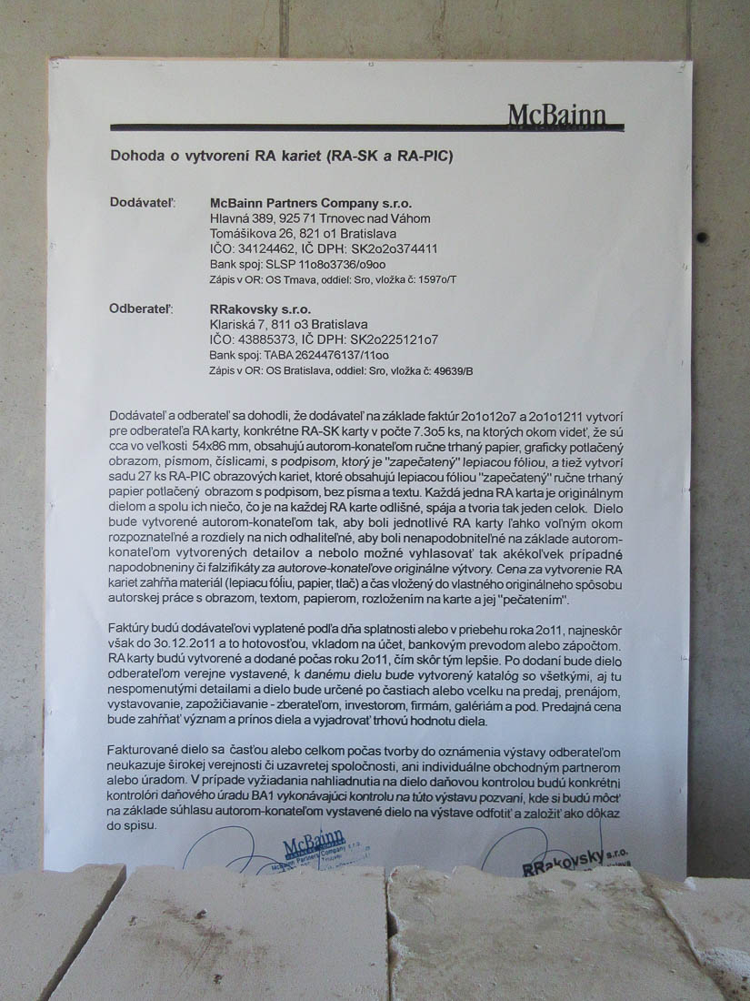 1. Dohoda o vytvorení RA kariet (RA-SK 73o5 a RA-PIC 27) v slovenskom jazyku